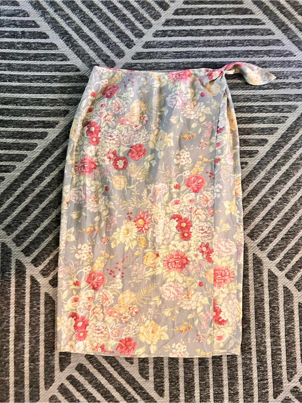 VINTAGE 90s LAUREN Ralph Lauren Sz 16 Linen Wrap Country Garden Party Midi Skirt - Picture 2 of 10